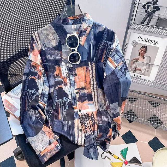 Vintage Floral Turn-down Collar Blouse for Women