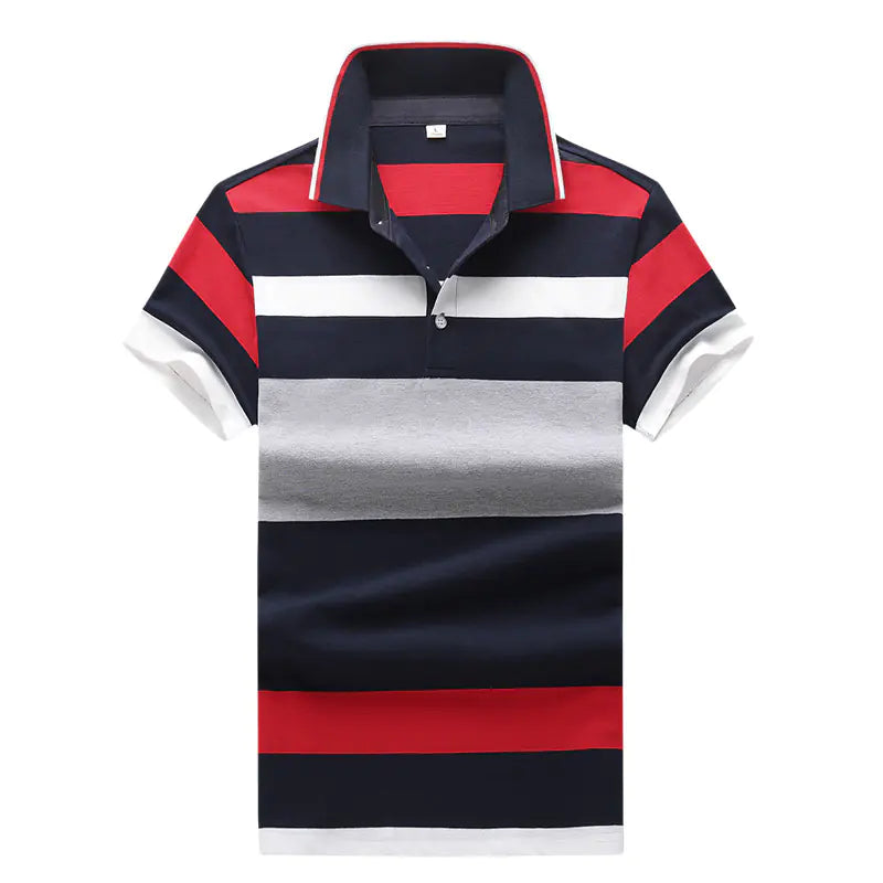 Men's Short Sleeve Polo Shirt with Green Stripes
