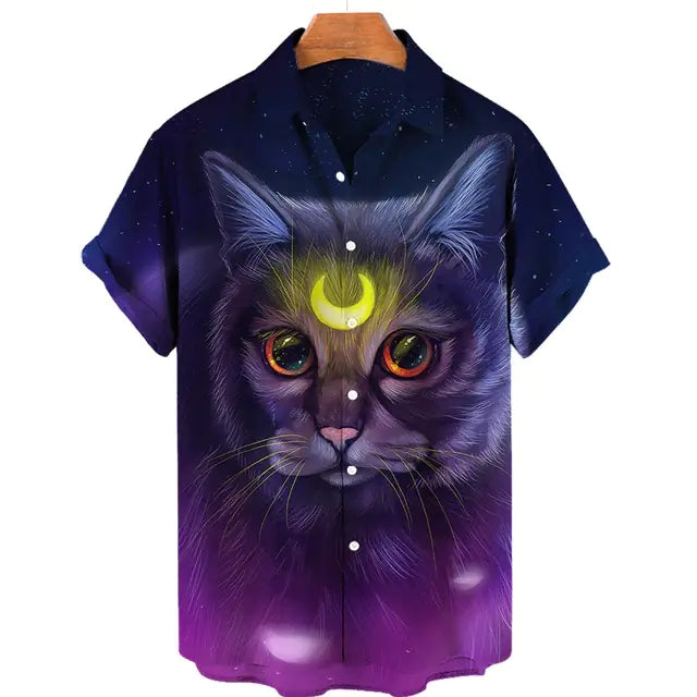 Men's Casual 3D Digital Print Short Sleeve Shirt