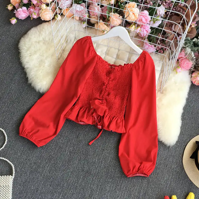 Elegant Retro Chiffon Bubble Blouse for Women