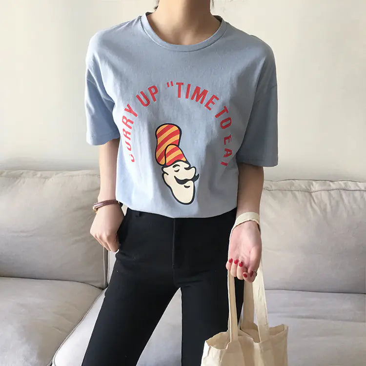 Printed Short Sleeve Round Neck T-Shirt Top