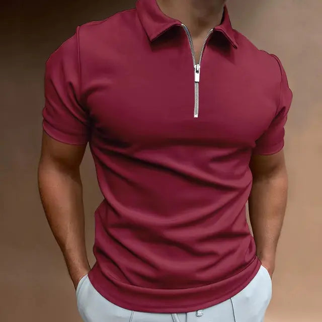 Men's Casual Fit Solid Color Short Sleeve Polo Shirt