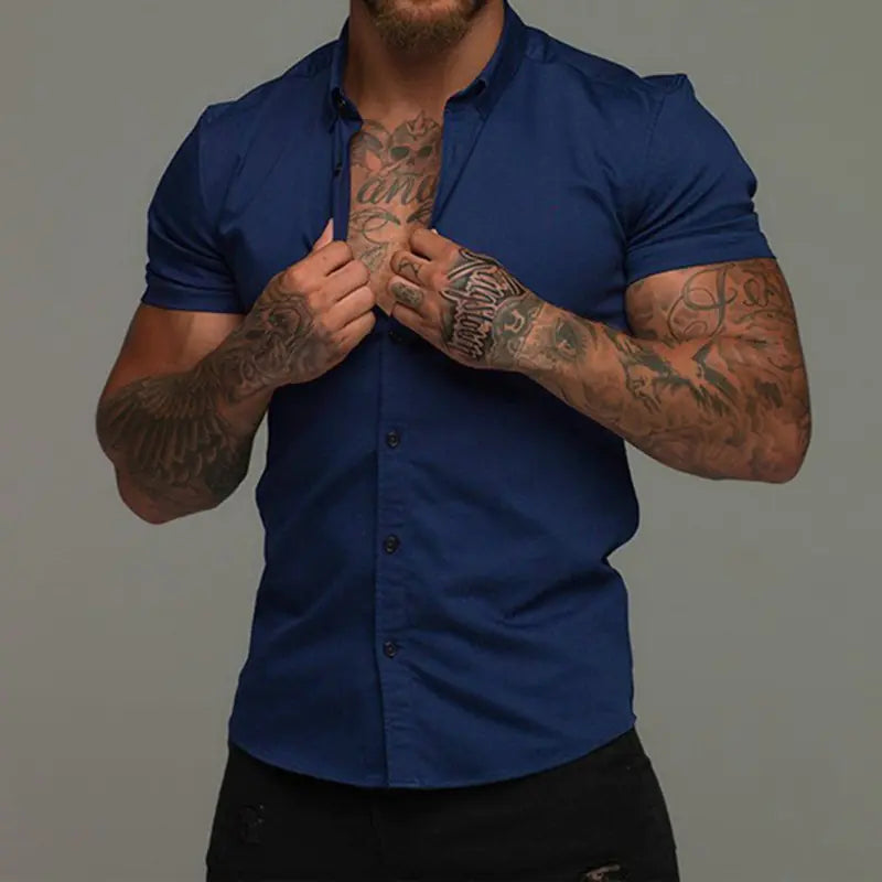 Men's Muscle Fit Short Sleeve Polo Shirt - Casual Stretch