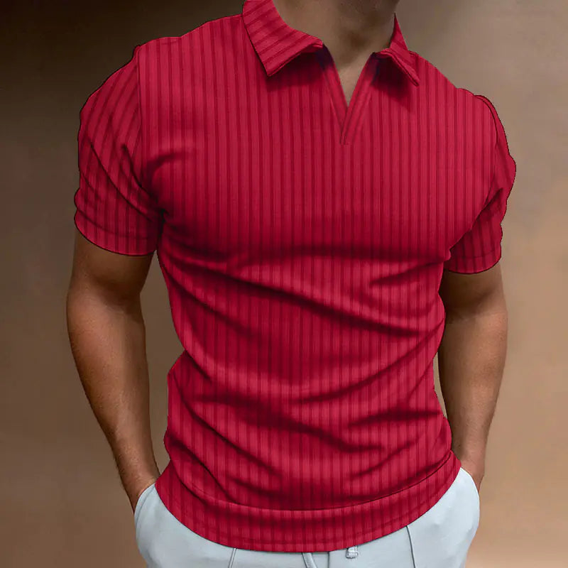 Men's Casual Summer Polo Shirt with Vertical Stripes