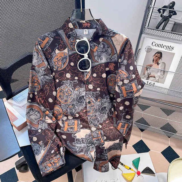 Vintage Floral Turn-down Collar Blouse for Women