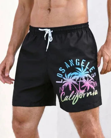TADDLEE Men's Quick-Dry Swim Trunks with Palm Trees