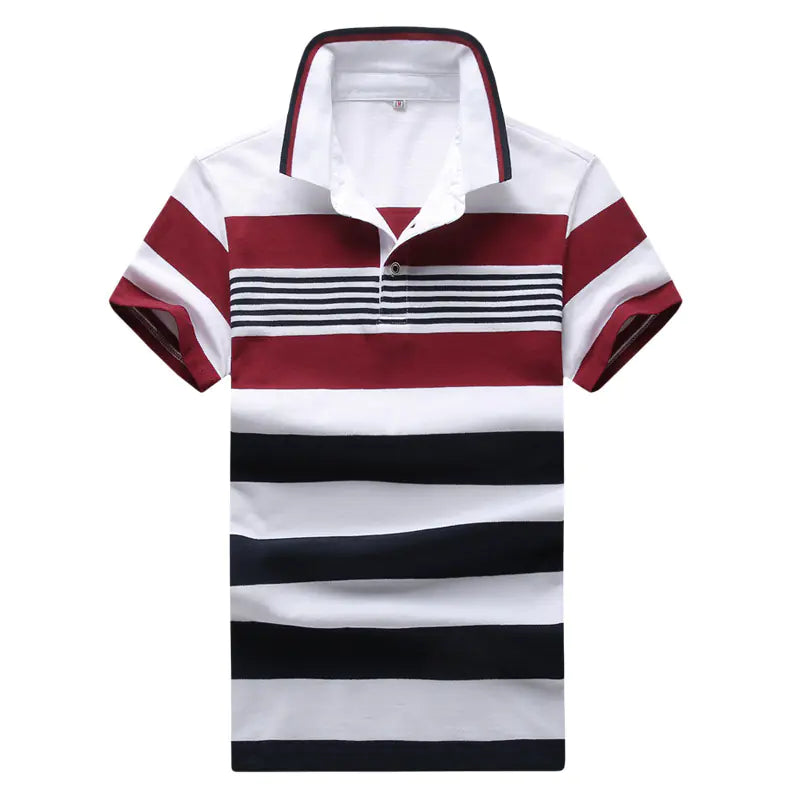 Men's Short Sleeve Polo Shirt with Green Stripes