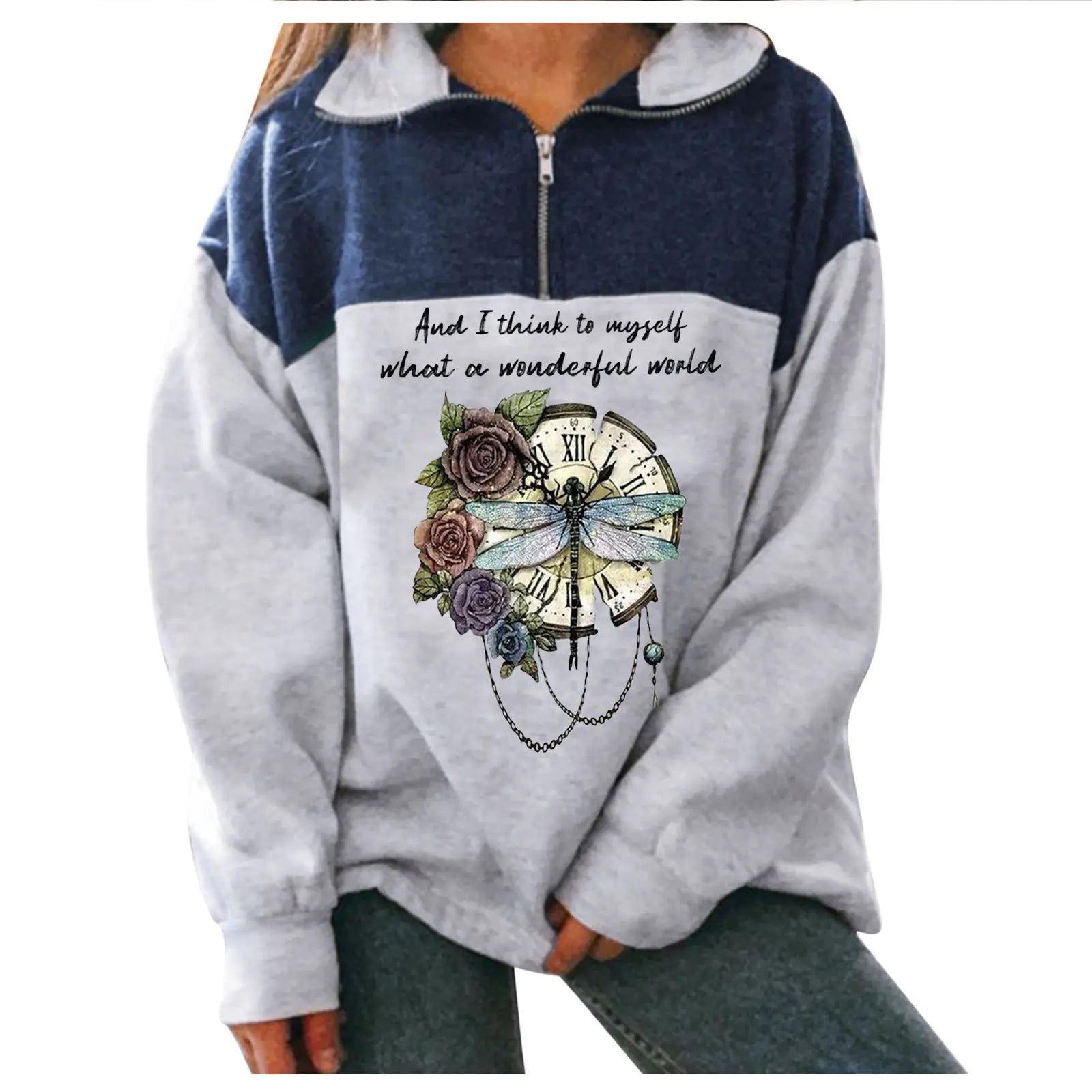 Printed Long-Sleeved Blouse Sweater for Women