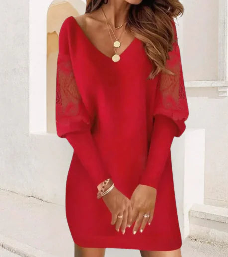 Olivia | Elegant Dress with Floral Lace Detail (One Piece)