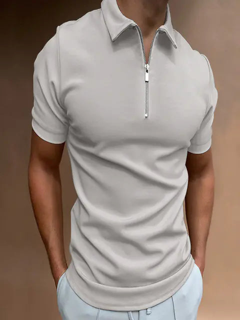 Men's Casual Fit Solid Color Short Sleeve Polo Shirt
