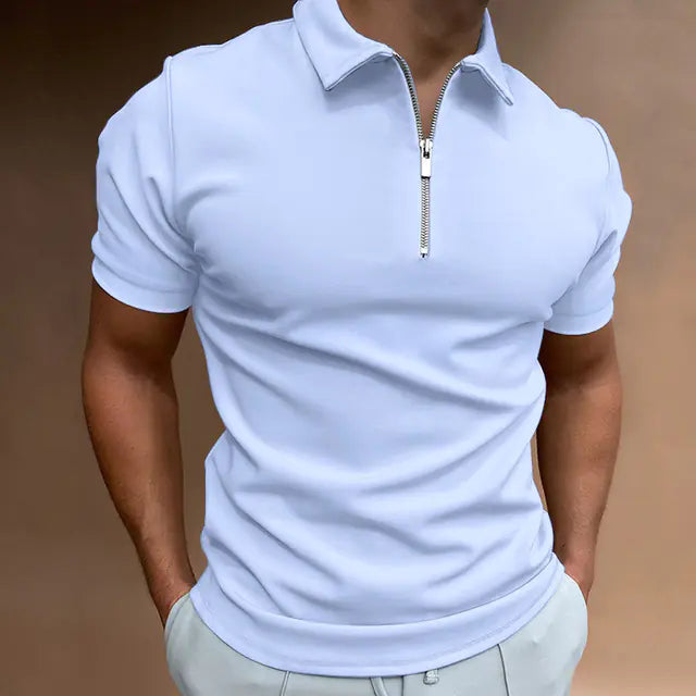 Men's Casual Fit Solid Color Short Sleeve Polo Shirt