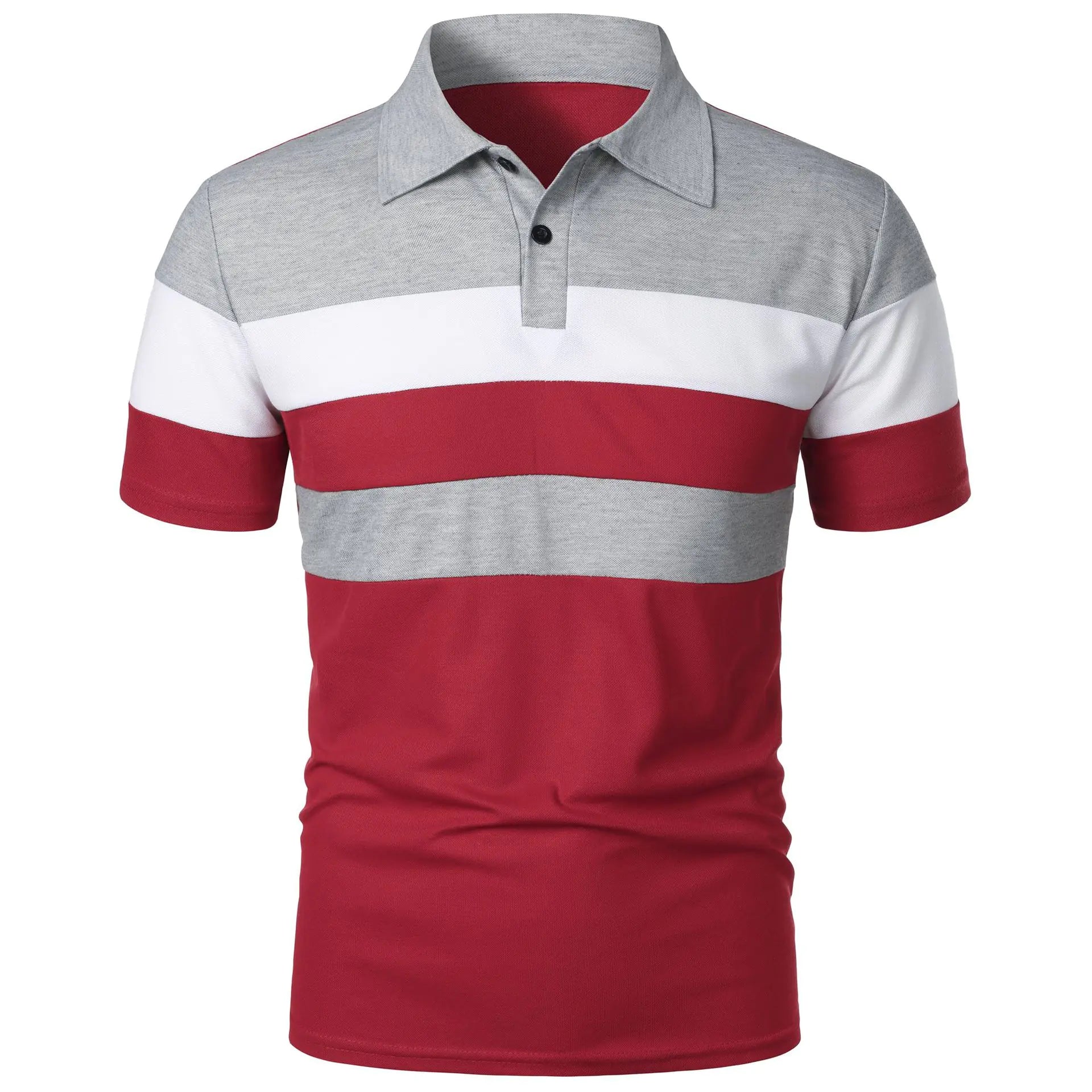 Men's Short Sleeve Polo with Color Block Stripes