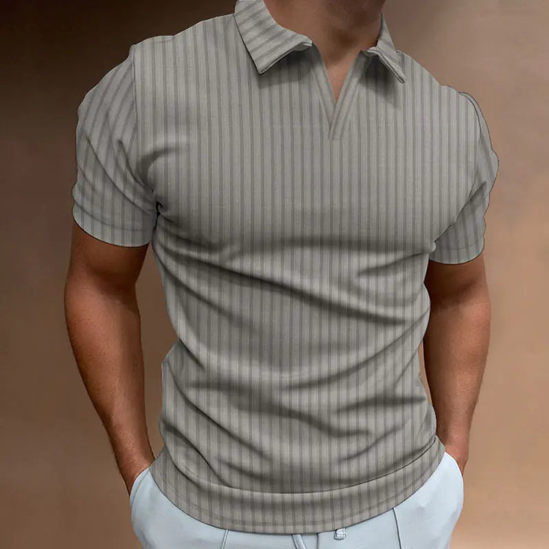 Men's Casual Summer Polo Shirt with Vertical Stripes