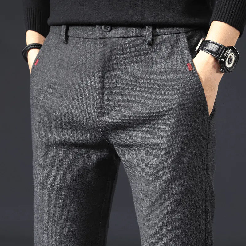 Men's Casual Brushed Chinos - Korean Style Loose Fit