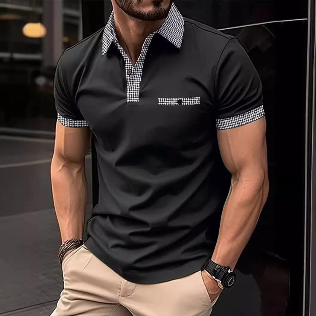Men's Color Block Short Sleeve Polo Shirt
