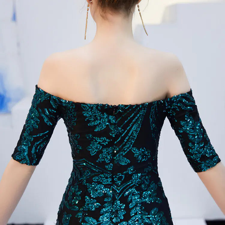 Elegant Champagne One-Shoulder Mermaid Evening Gown