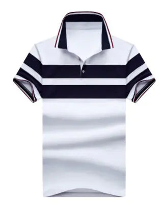 Men's Short Sleeve Striped Polo Shirt for Summer