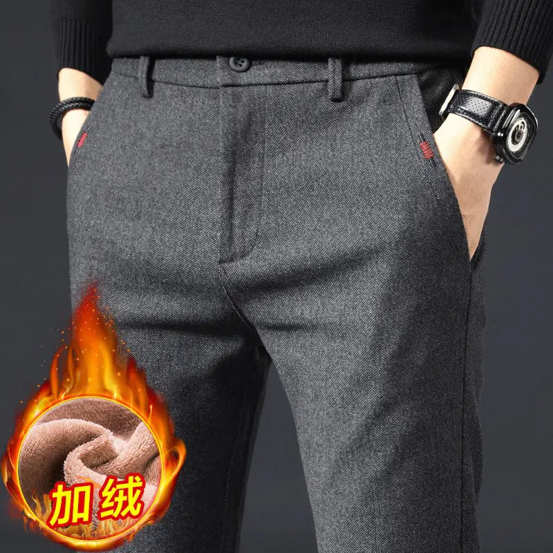 Men's Casual Brushed Chinos - Korean Style Loose Fit