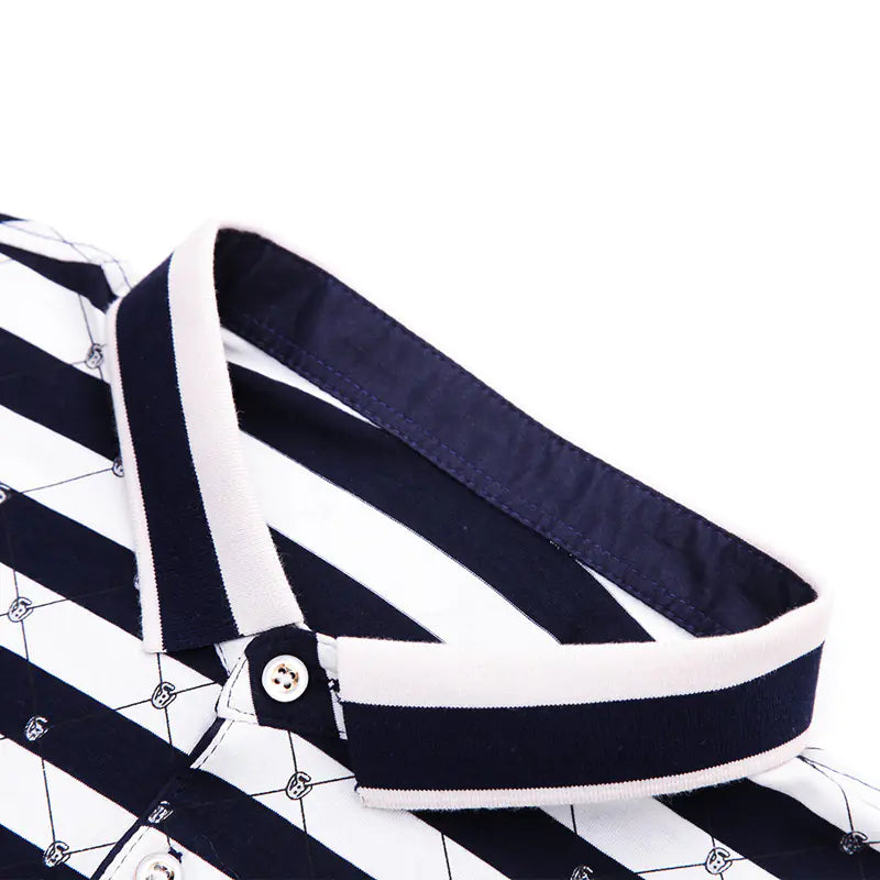 Summer Men's Striped Short Sleeve Polo Shirt
