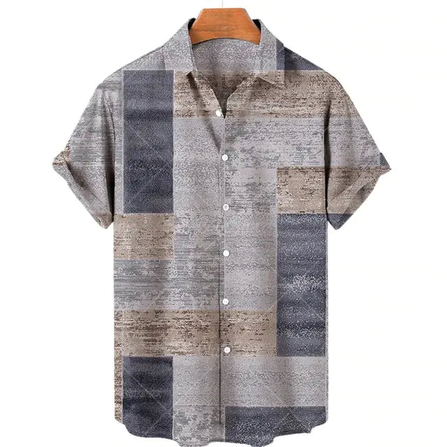 Men's Casual 3D Digital Print Short-Sleeve Shirt