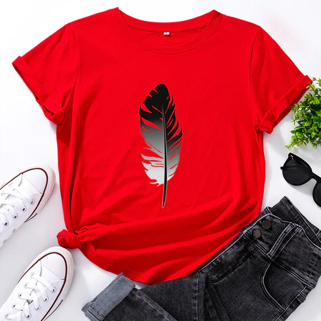 Women's Loose Fit Cotton Printed Short Sleeve T-Shirt