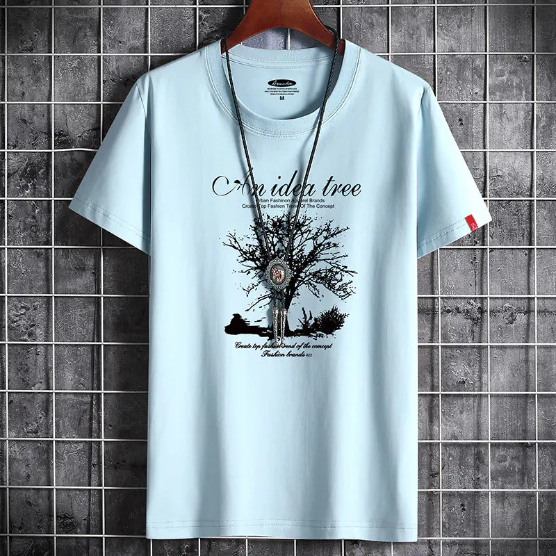 Men's Summer Cotton Round Neck Short Sleeve T-Shirt